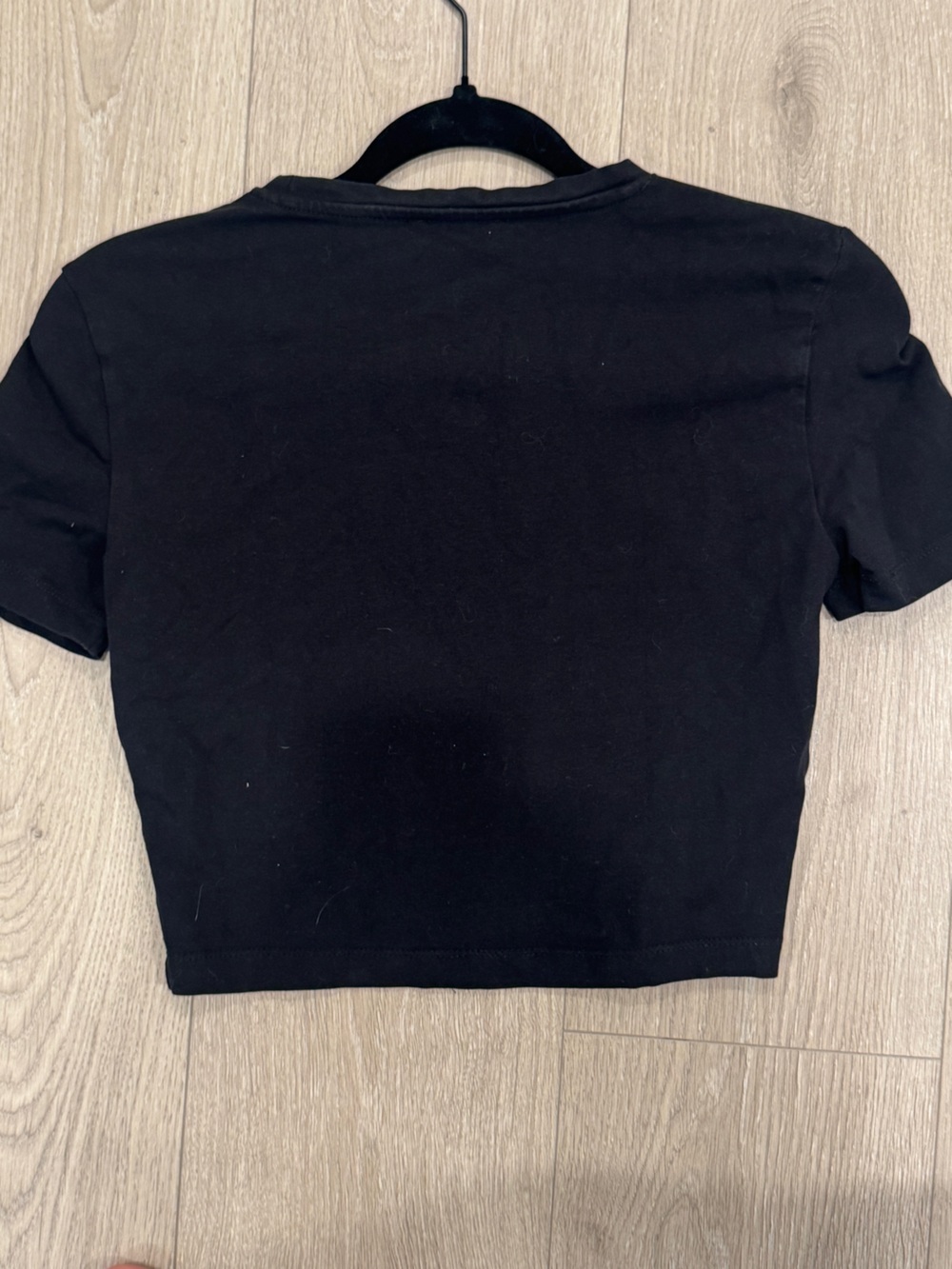 Zara Black Stretchy Short Sleeve Cropped Tee